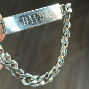 Speidel Silver-Tone Engraved “DAVID” Men's ID Bracelet